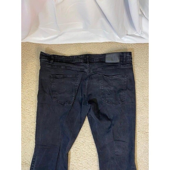 Black Jeans 42 x 29 ENZO 5 pockets Stretch Boot Cut - Picture 5 of 12